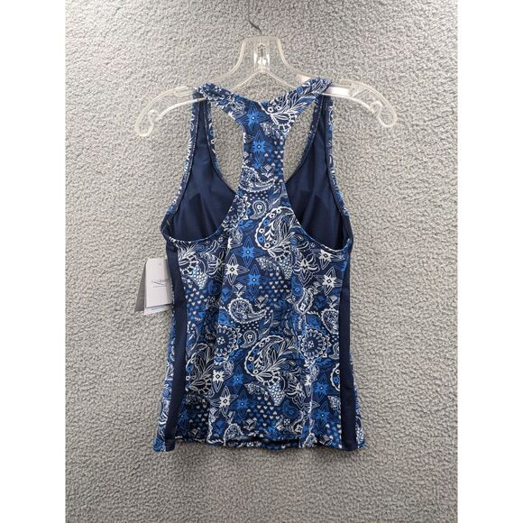 NWT Dolfin Aquashape Women's XS Santorini Racerback Tankini Top Navy Blue - Picture 4 of 12